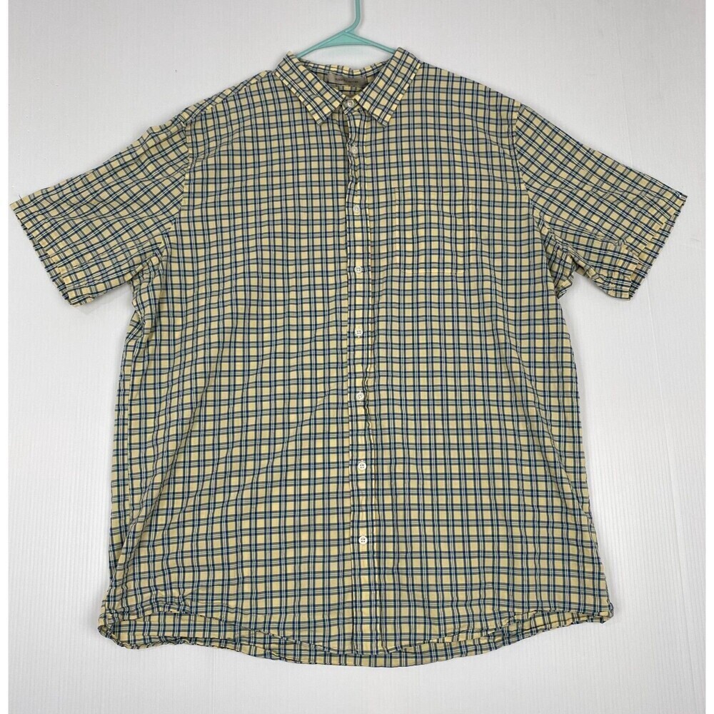 L.L .Bean Button Up Shirt Mens Size XXL  Striped Short Sleeve 100% Cotton Pocket